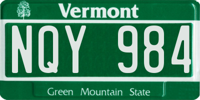 VT license plate NQY984