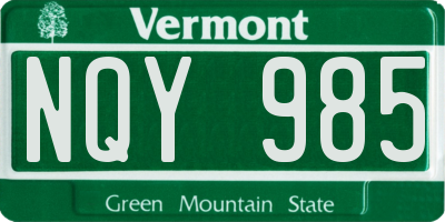 VT license plate NQY985