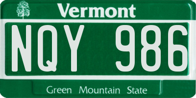VT license plate NQY986