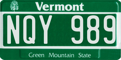 VT license plate NQY989