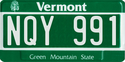 VT license plate NQY991