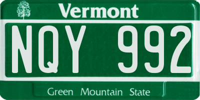 VT license plate NQY992