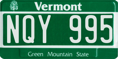 VT license plate NQY995