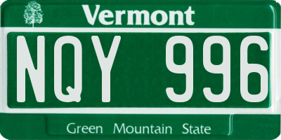 VT license plate NQY996