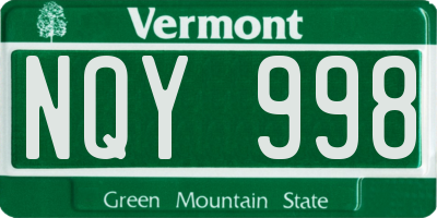 VT license plate NQY998