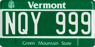 VT license plate NQY999
