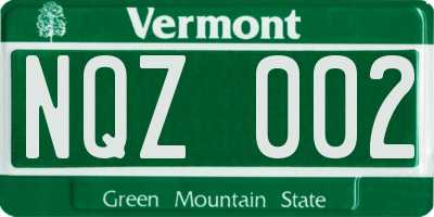 VT license plate NQZ002