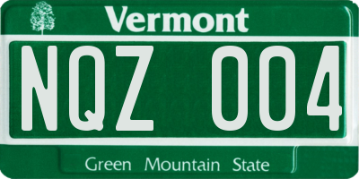 VT license plate NQZ004