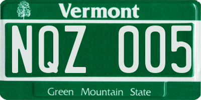 VT license plate NQZ005