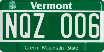 VT license plate NQZ006