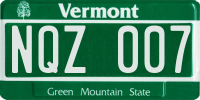 VT license plate NQZ007