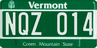 VT license plate NQZ014