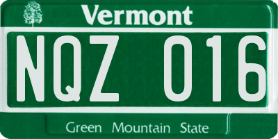 VT license plate NQZ016