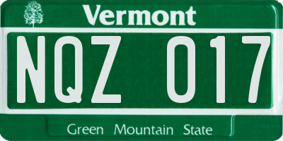 VT license plate NQZ017