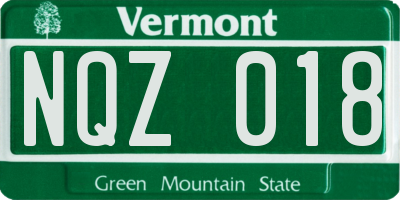 VT license plate NQZ018