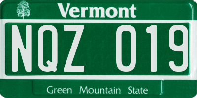VT license plate NQZ019