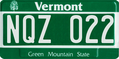 VT license plate NQZ022