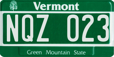 VT license plate NQZ023