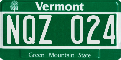 VT license plate NQZ024