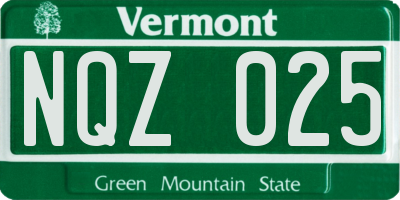VT license plate NQZ025