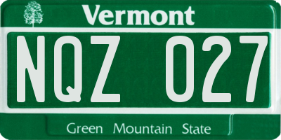 VT license plate NQZ027