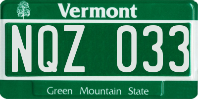 VT license plate NQZ033