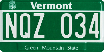 VT license plate NQZ034