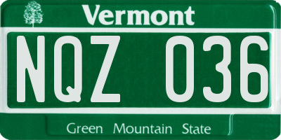 VT license plate NQZ036