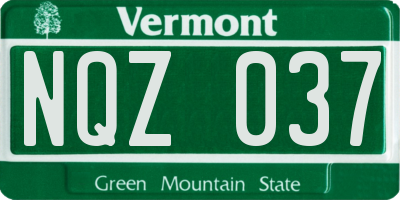 VT license plate NQZ037