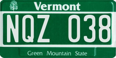 VT license plate NQZ038