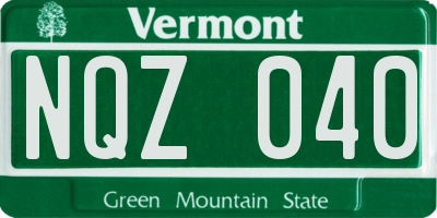 VT license plate NQZ040