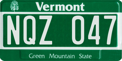 VT license plate NQZ047