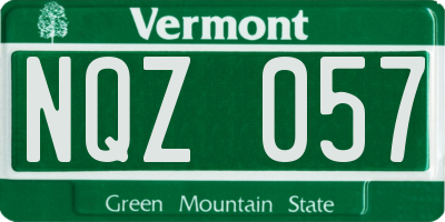VT license plate NQZ057