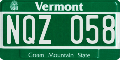 VT license plate NQZ058