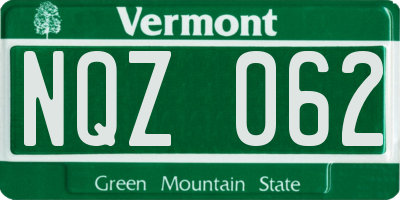 VT license plate NQZ062