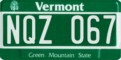 VT license plate NQZ067