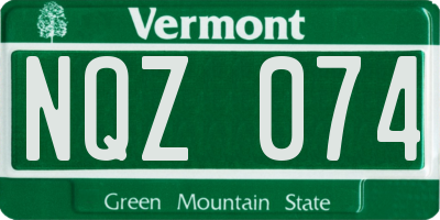 VT license plate NQZ074