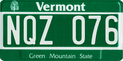 VT license plate NQZ076
