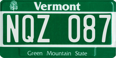 VT license plate NQZ087