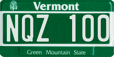 VT license plate NQZ100