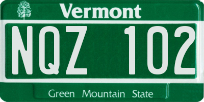 VT license plate NQZ102