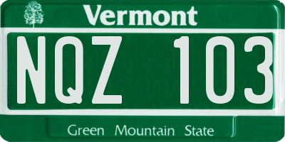 VT license plate NQZ103