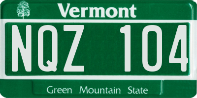 VT license plate NQZ104
