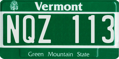VT license plate NQZ113