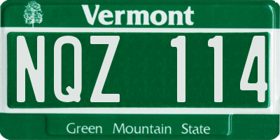 VT license plate NQZ114