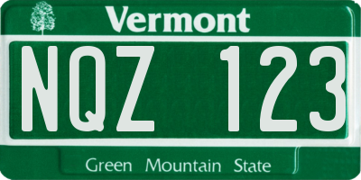 VT license plate NQZ123