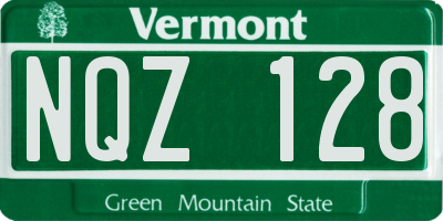 VT license plate NQZ128