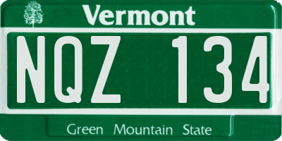 VT license plate NQZ134