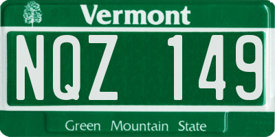 VT license plate NQZ149
