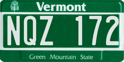 VT license plate NQZ172